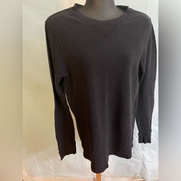 Men’s medium Arizona Jeans Co. ribbed long sleeve crew neck black shirt - Picture 3 of 6